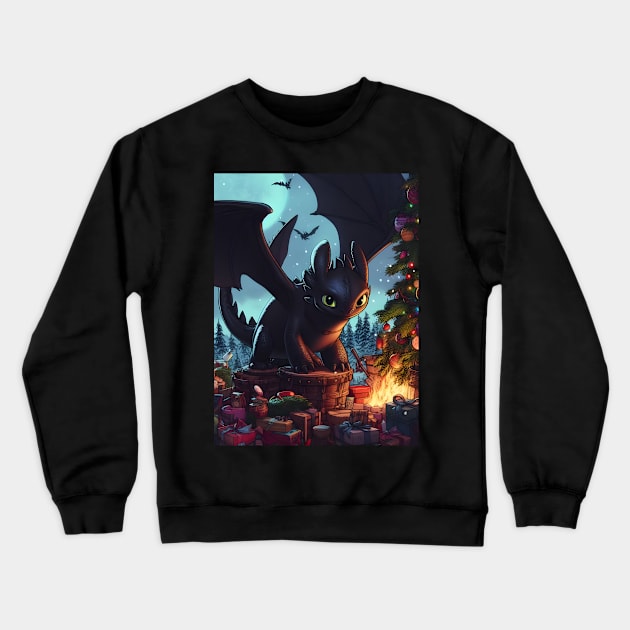 Christmas Dragon Wonderland: Festive Art Prints Featuring Whimsical Dragon Designs for a Joyful Holiday Celebration! Crewneck Sweatshirt by insaneLEDP